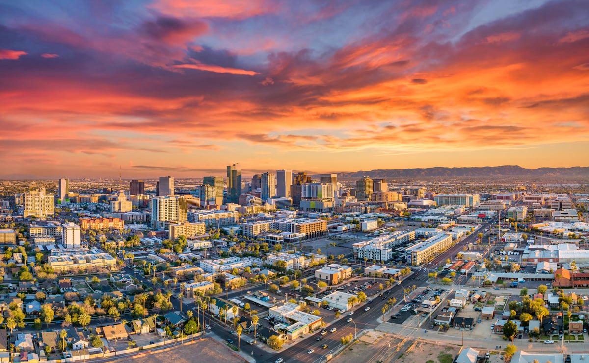 Phoenix Arizona downtown skyline aerial view