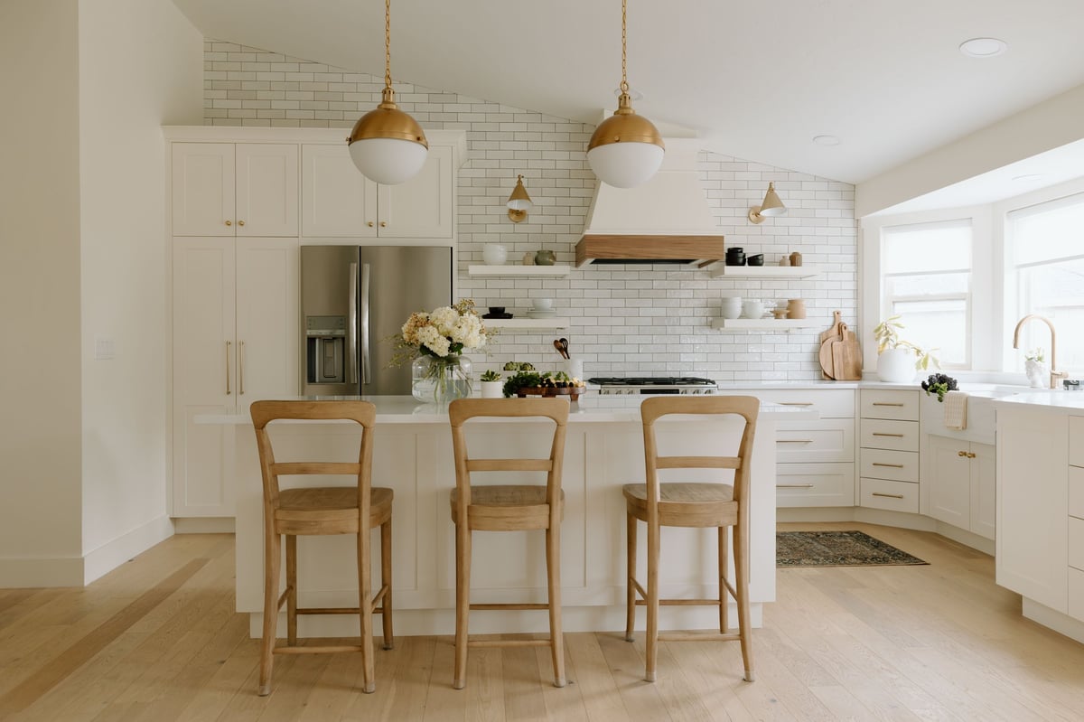 Modern farmhouse kitchen with airy, bright interior in Boise, Idaho, United States