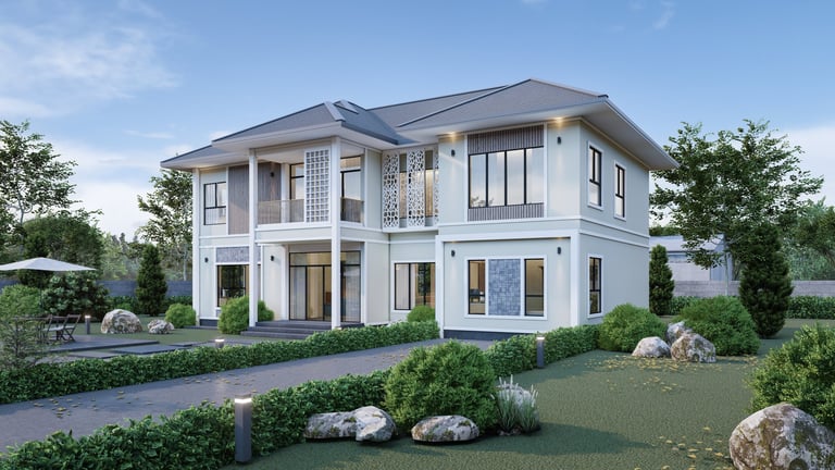 Modern Los Angeles home with landscaped garden and driveway