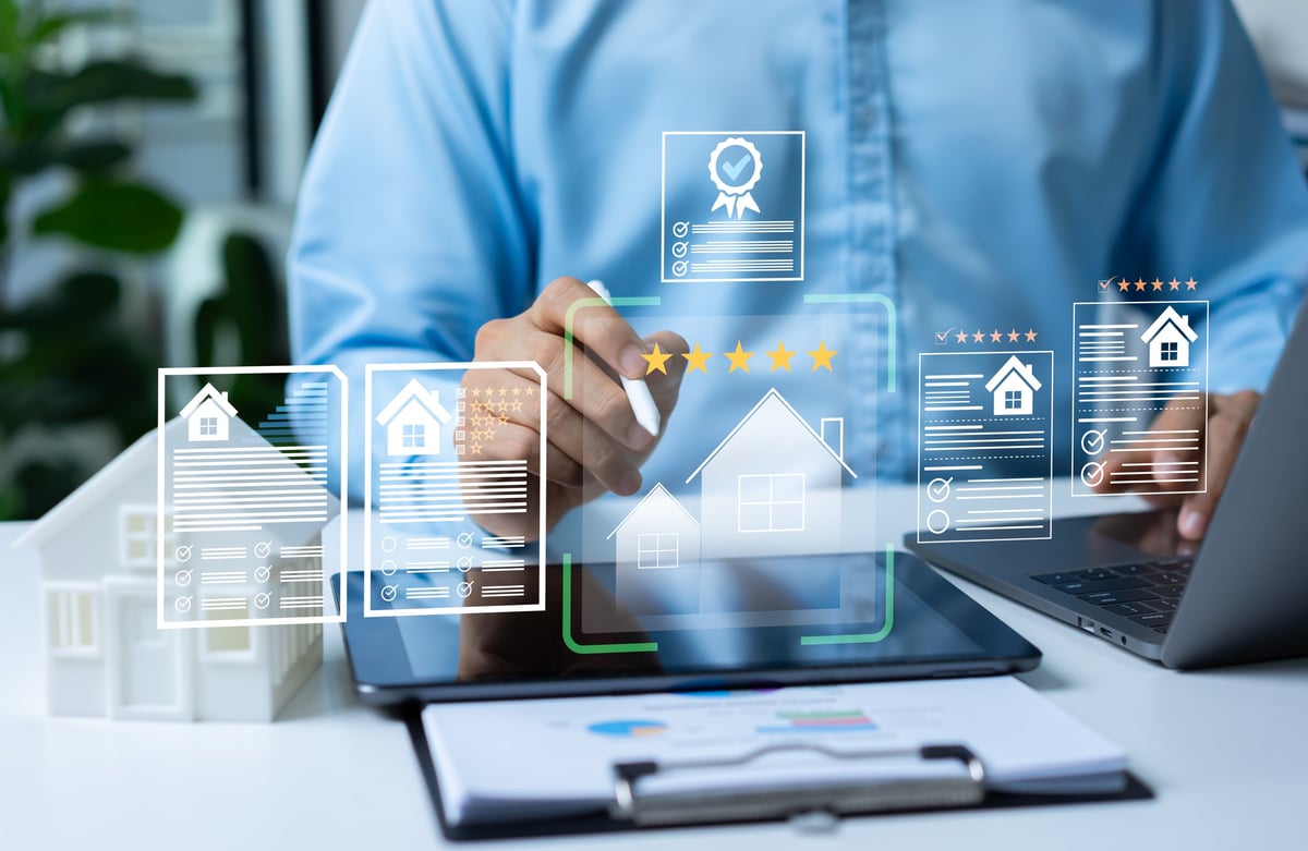 Investor reviewing property documents and a verification checklist
