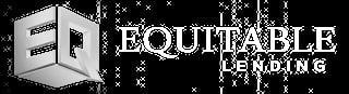 Equitable Lending logo featuring a 3D white cube icon on black background with starry pattern