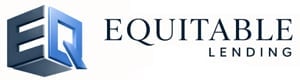 Equitable Lending logo with stylized book icon in blue and gray
